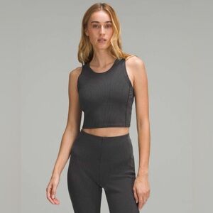 Lululemon Ribbed Softstreme Cropped Tank Top in Black
